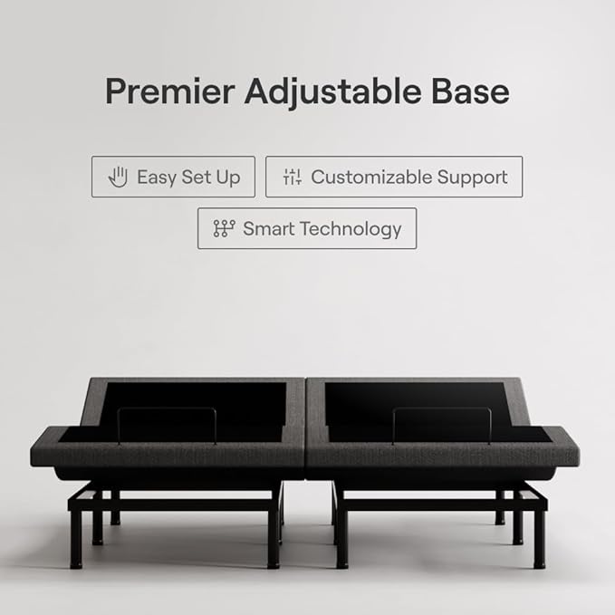 Nectar Luxe Twin XL Adjustable Base & 14” Hybrid Mattress (New) - Head & Foot Incline - Medium Firm Memory Foam & Coils - Cooling Upgrade - 3 Massage Settings - 365-Night Trial & Forever Warranty