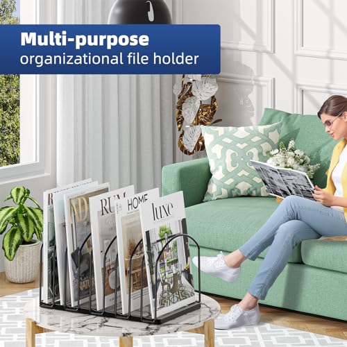 Simple Trending 9 Section Metal File Sorter Organizer for Desk Home Office, Black - style: 7 Section Black