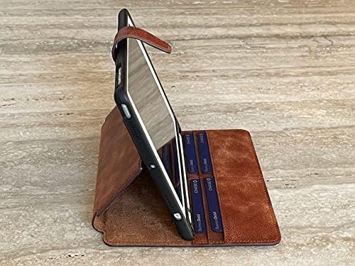 Genuine Leather Handmade iPad 10.2 Magnetic Closure Case with Separeted Compartments and Card Slots for Women &amp Men (8th Gen 2020) (7th Gen 2019) (Black)