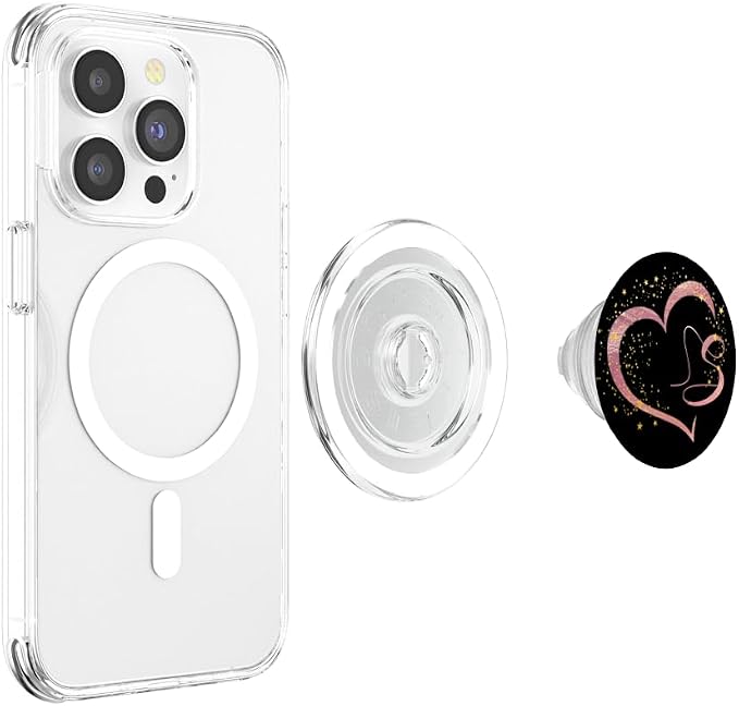 Pink Letter S Initial Heart Monogram PopSockets Adhesive PopGrip