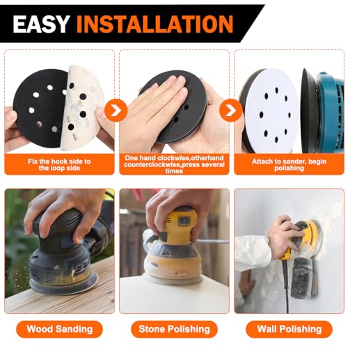 2 Pack 5 Inch 8 Holes Interface pad,Orbital Sander Foam Pad,5" Foam Sanding Pads,Hook and Loop Soft Density Sponge Cushion Buffer Backing Pad for Orbital Sander