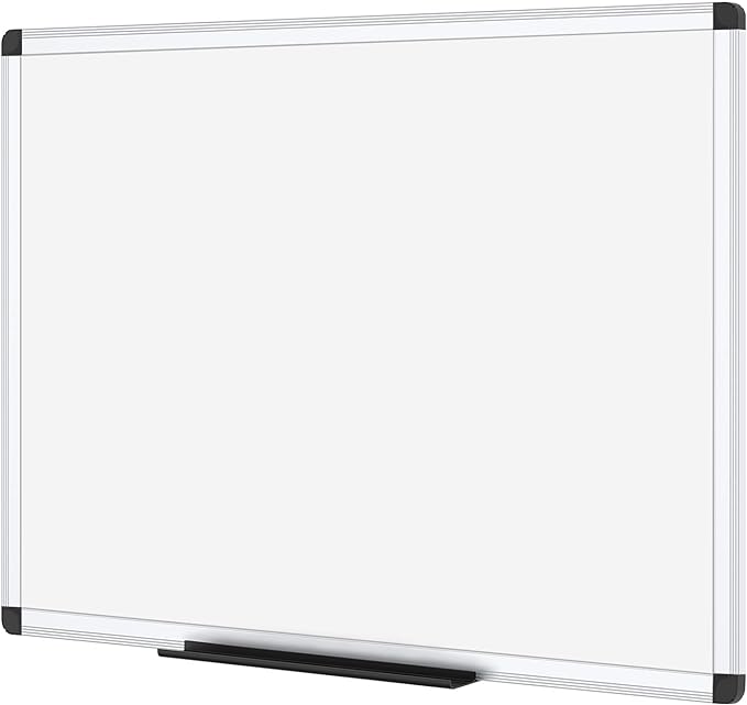 VIZ-PRO Magnetic Dry Erase Board, 48 X 24 Inches, Silver Aluminium Frame
