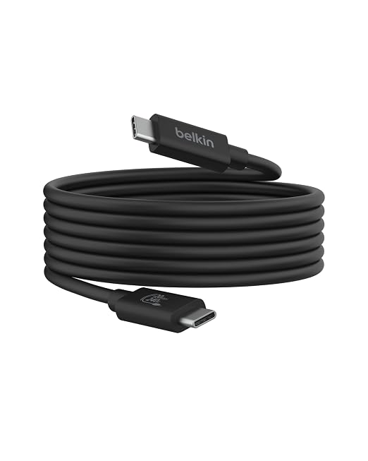 Belkin Connect USB4 Cable (6.6ft/2M Power Cable) USB-C to USB-C Cable w/ 240W Power Delivery + 20Gbps - USB4 Compliant Power Cable Compatible with MacBook Windows Chromebook &amp More