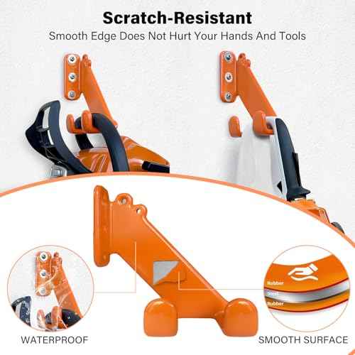 Chainsaw Hanger - 1Pack/2 Pack Chainsaw Holder, Heavy Duty Chainsaw Wall Mount, Garage Organization Garage Storage Shed Organizer Mounted Chainsaw Rack Tool Racks (2, Orange)