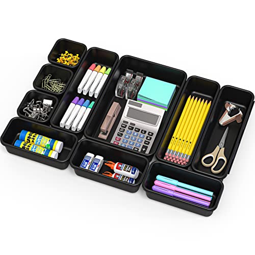 Simple Houseware Interlocking Desk Drawer Bins Organizer, 10 Packs, Black - size: Pack of 10