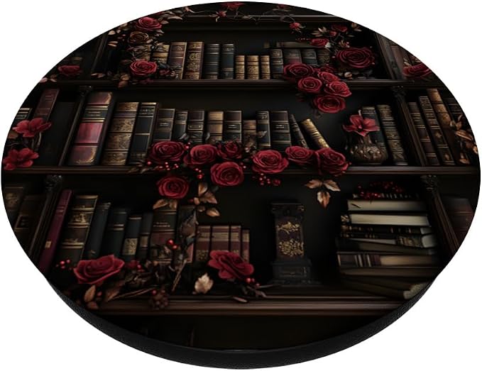 Goth Dark Fantasy Bookshelf with Vintage Books and Roses PopSockets PopWallet for MagSafe