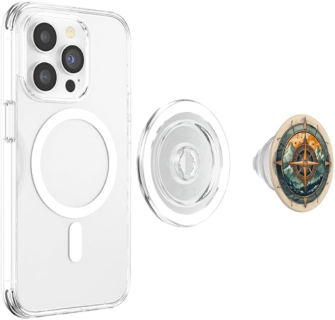 Vintage Landscape Hiking Compass PopSockets MagSafe PopGrip for iPhone