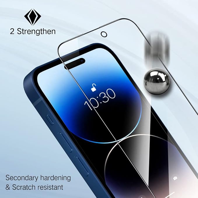 PERFECTSIGHT Anti Blue Light Screen Protector Designed for iPhone 14 Pro 2022 6.1 inch 2 Pack 6X Stronger Blue Light Blocking Tempered Glass - Eye Protection Anti Eye Fatigue Bubble Free