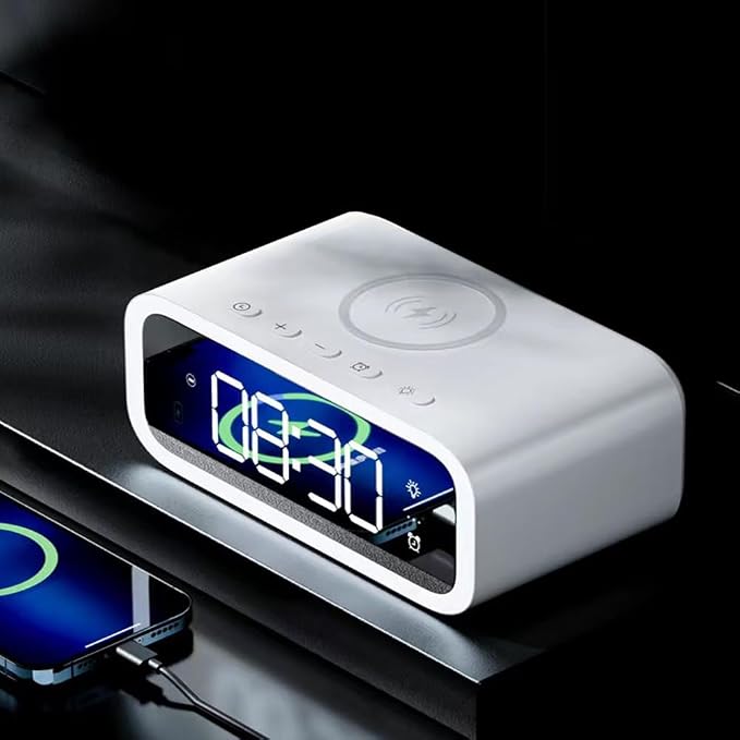IHAO 3in1 Multifunctional Foldable Wireless Charging Station with LED Ambient Night Light Fast QC3.0 Charger for Phone iWatch Headphone Space-Saving Auto-Shutoff &amp Overcharge Protection-Black