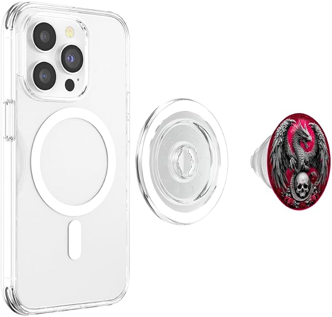 Gothic Dragon on Skull Fantasy PopSockets PopGrip for MagSafe