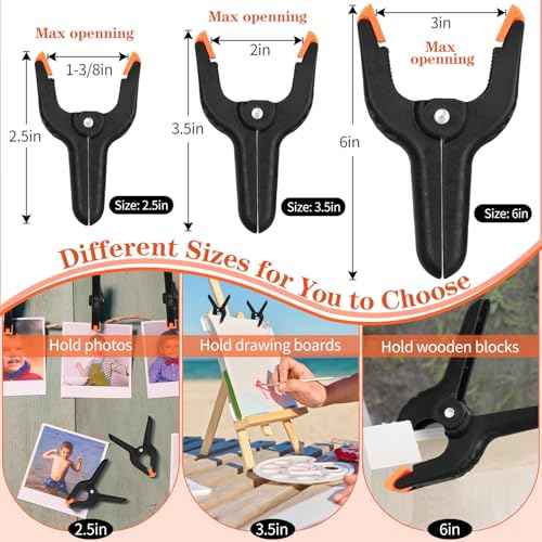 6 Inch Spring Clamps, 6 Pack Professional Plastic Spring Clamps, Heavy Duty Plastic Clamps for Crafts and Woodworking, Backdrop Clips Clamps for Backdrop Stand, Photography, Home Dec