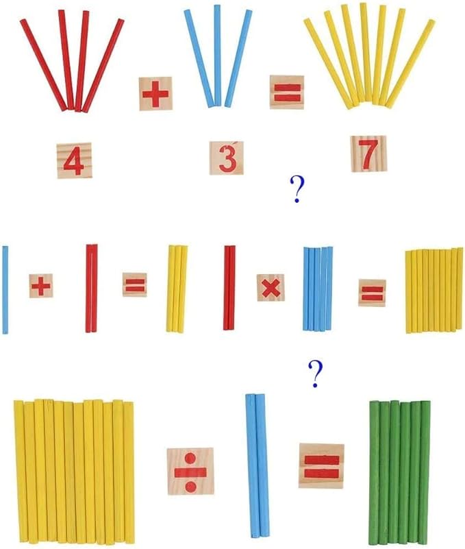 Umbresen Montessori Toys Math Educational Toy - Wooden Intelligence Sticks Number Cards and Counting Rods with Box