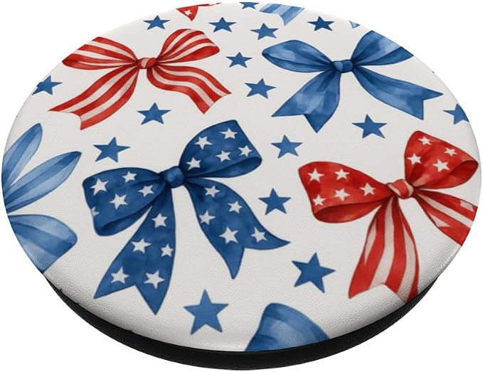 4th of July Red White Blue Bows and Stars PopSockets Adhesive PopGrip