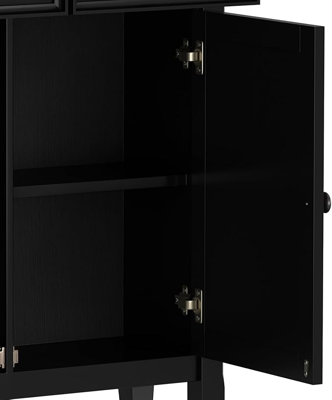 SIMPLIHOME Amherst 36-inch Wide Transitional-Style Storage Cabinet in Black with Drawers and Adjustable Shelves for Entryway or Living Room