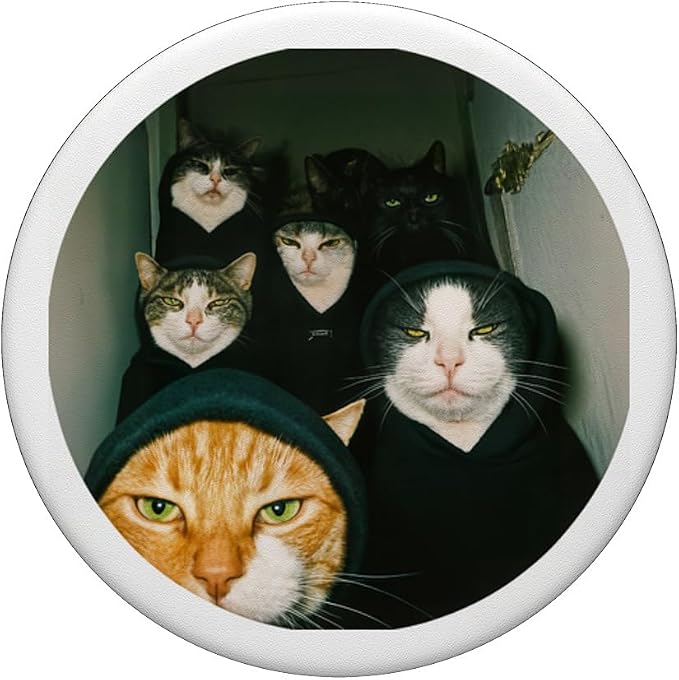 Cat Gang Hoodie Photo Illustration Print PopSockets PopGrip for MagSafe
