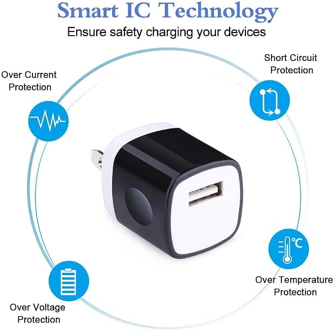 USB Wall Plug 10Pack 1A/5V Single Port USB Wall Charger Block Power Adapter | Charging Cube Brick Box for iPhone 17 16 15 14 13 12 Pro Max/XS Samsung S26 S25 S24 S23 S22 S21 Ultra Android Phone Char