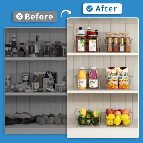 Mpotmiy 6 Pack Pantry Organizers and Storage,Clear Plastic Containers with 2 Dividers for Kitchen,Fridge Organization and Storage,Acrylic Bins for Pounches,Spice Packet,Snack organzier - style: 6pack