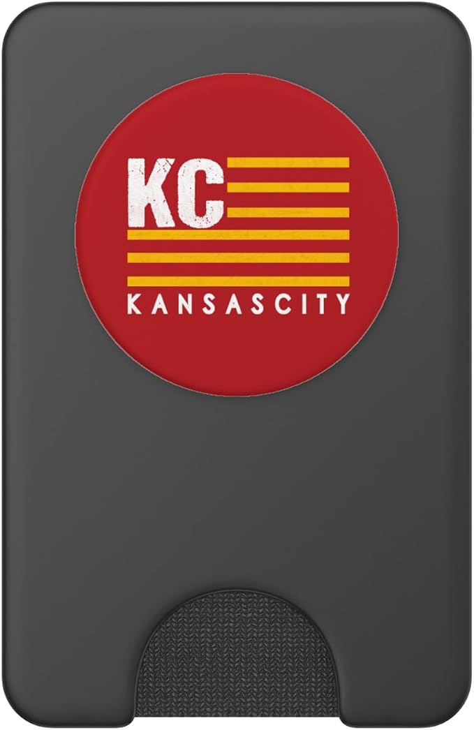 Kansas City Fanatics KC Red &amp Yellow USA Flag PopSocket Phone Grip with Swappable Top for Smartphones with Smooth Hard Plastic Cases