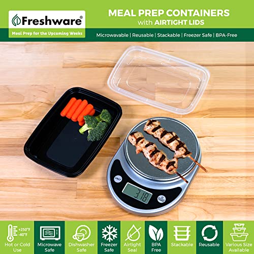 Freshware Meal Prep Containers [50 Pack] 1 Compartment with Lids, Food Storage Containers, Bento Box, BPA Free, Stackable, Microwave/Dishwasher/Freezer Safe (28 oz) - size: 28OZ-50PK