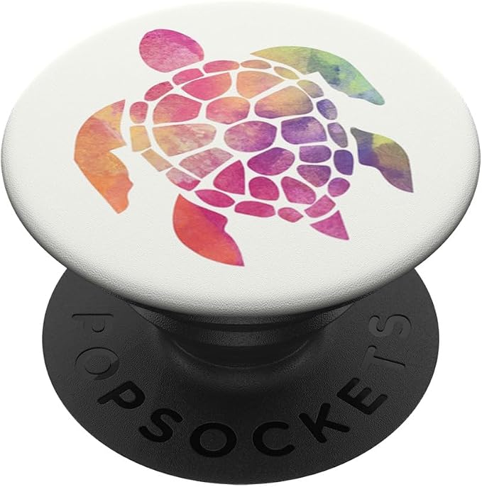 Super Cute Sea Turtle Watercolor Pattern Design on White PopSockets Adhesive PopGrip