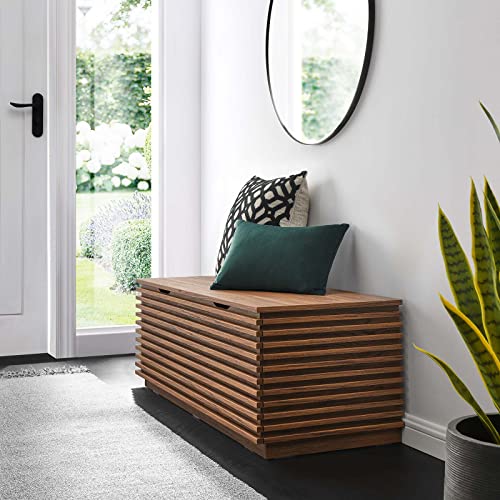 Modway Render 47" Wood Grain Storage Bench in Walnut - color: Walnut