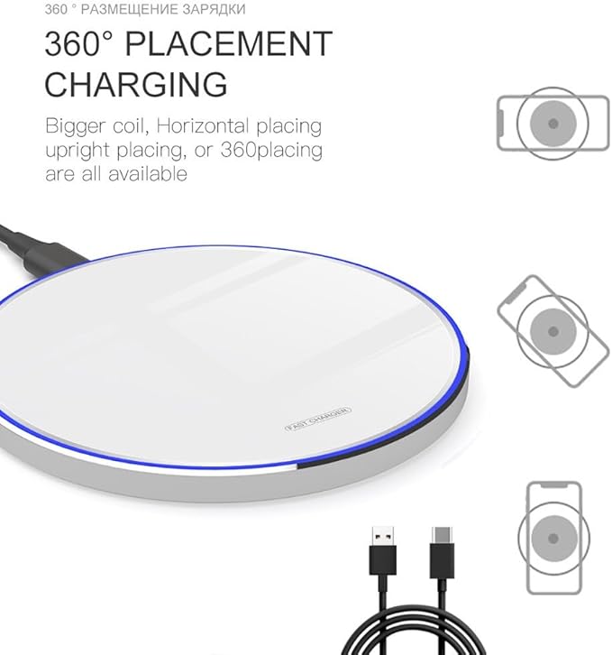 Fast Wireless Charger,20W Max Wireless Charging Pad Compatible with iPhone 16/16 Pro/16 Pro Max/16 Plus/15/14/13/12/11/X,AirPods;FDGAO Induction Charge Mat for Samsung Galaxy S25/S24/S23/S20