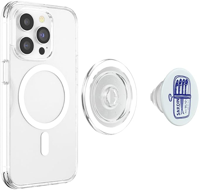 Sardine Tin in Blue Hand Drawn PopSockets PopWallet for MagSafe