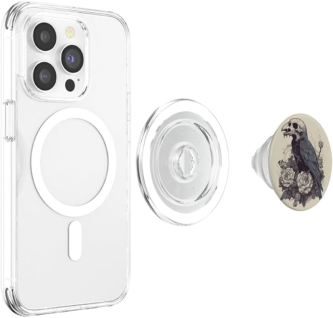 Dark Academia Crow Vintage Raven Roses Flower PopSockets Adhesive PopGrip