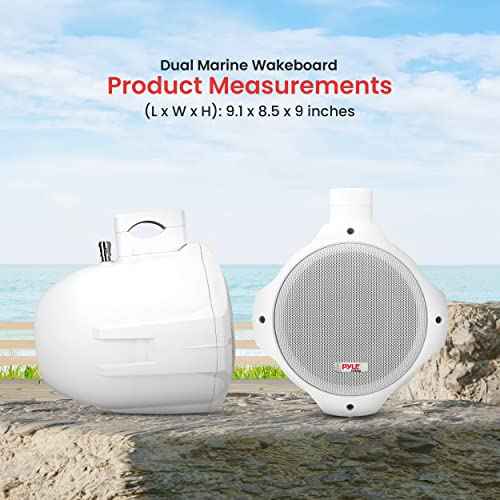 Pyle Waterproof Marine Wakeboard Tower Speakers - 6.5in Dual Subwoofer Speaker Set and 1¡± Tweeter with 200 Watt Power - 2-way Boat Audio Stereo System with Mounting Bracket - 1 Pair - PLMRW65 (White)