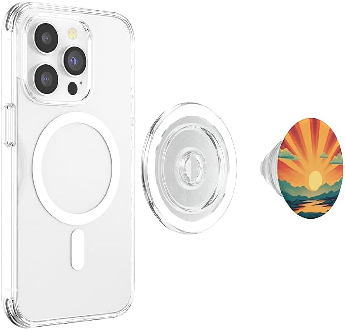 Retro Sunset 70s Sunrise Vintage Sun PopSockets Adhesive PopGrip