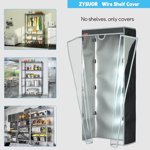 Shelf Cover Wire Shelving Rack Dust Cover,dustproof, Waterproof, Sunscreen, Front Transparent Panel Design for Easy Viewing, Suitable for 36" Wx14 Dx54 H (No Shelves,Black) - size: 36"Wx14"Dx54"H