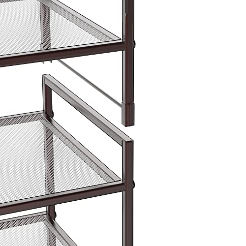 Simple Houseware 3-Tier Stackable Mesh Shoe Rack, Bronze - color: Bronze, style: Mesh Panel