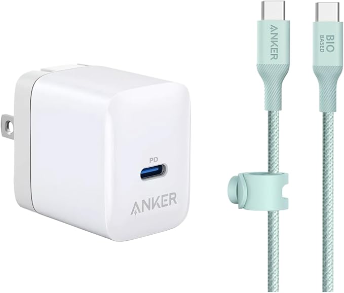 Anker 20W USB-C Power Adapter and Bio-Nylon USB-C to USB-C Cable Eco-Friendly 20W PD Fast Charger and Durable USB-C Charging Cable for iPhone iPad Android Samsung Galaxy MacBook and More