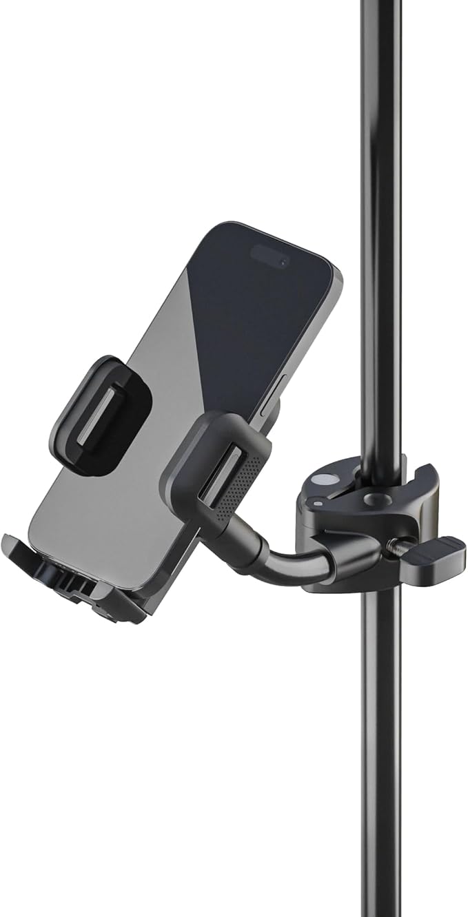 K&ampM Konig &amp Meyer Smartphone Holder | Black Phone Holder with Quick Release Button | Phone Stand with 360 Degrees Rotation | 0.21kg