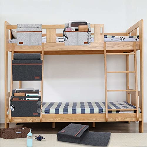 Bedside Caddy,Felt Bedside Storage Organizer, Hanging Storage for Dorm Bed Sofa for tablet Magazine Phone Remotes and Water Bottle Holder (Light Grey)