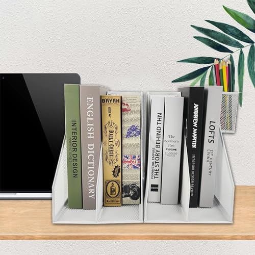 2 Set Desk Organizers, Metal Desk Magazine File Holder and 1 Pen Holder, 2 Compartments Mesh File Holder, Mesh Desktop Organizer and Storage (white) - color: 2 File Holder With Compartments white