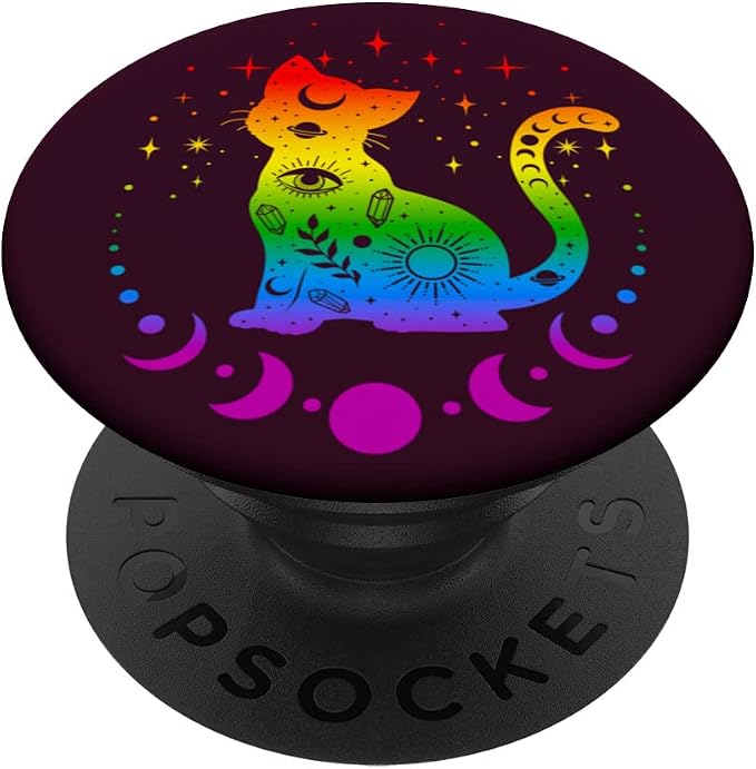 Rainbow Astrology Cat LGBT Gay Pride Flag PopSockets Adhesive PopGrip