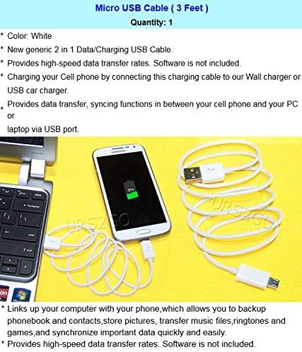 Multi Function Office Dock Wall Business USB/AC Battery Charger Micro Data Sync 3ft Cable Compatible with Samsung Galaxy J3 TOP SM-J337V Verizon Phone