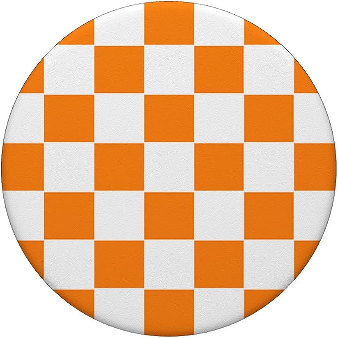 Checkered Orange and White Checkerboard Pattern Design Gift PopSockets Adhesive PopGrip