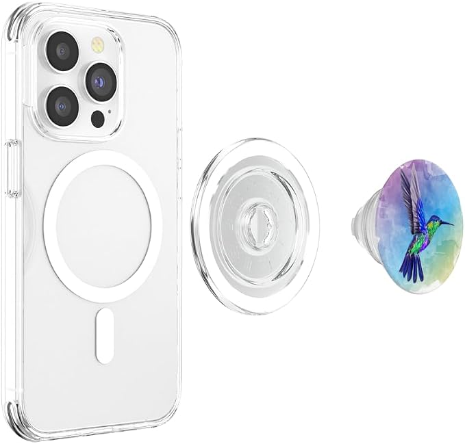 Colorful Watercolor Nature Blue Hummingbird Colorful Bird PopSockets Adhesive PopGrip