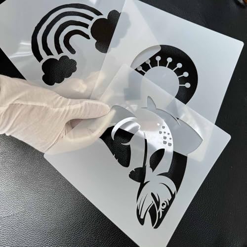 MAGJUCHE Recycle with Text Stencil 12 Inches, Reusable Clean Stencil for Painting DIY Crafts Decor