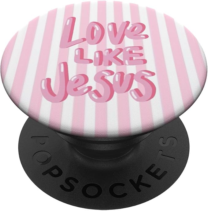 Light Pink White Stripes Christian Bible Love Like Jesus PopSockets PopGrip for MagSafe