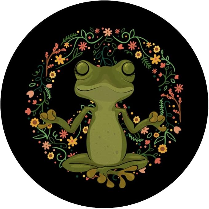 Peace Sign Yoga Frogs Cool Peace Frog Floral PopSockets Standard PopGrip
