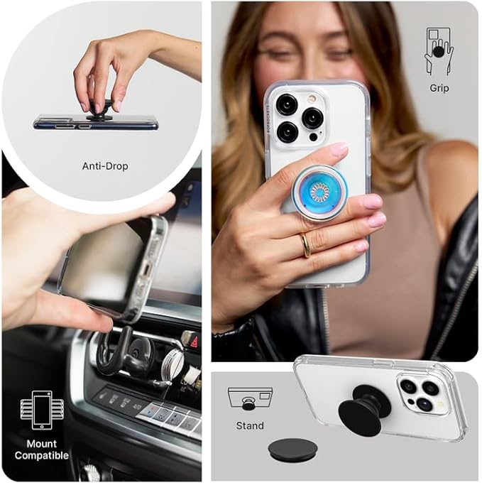 PopSockets Plant-Based Phone Grip with Expanding Kickstand, Adhesive Grip, Eco-Friendly - Clear