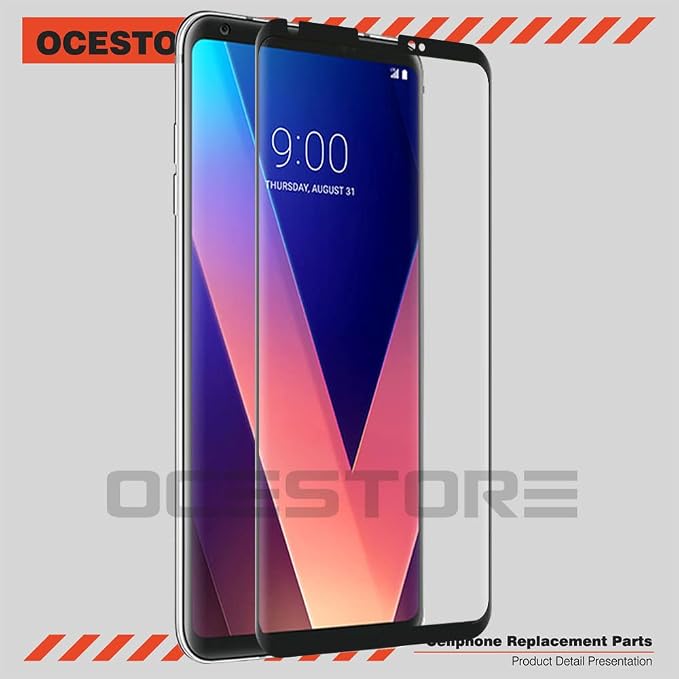 OCESTORE 3 Pack Black Silk Print Screen ProtectorAnti-Scratch 9H Hardness Full Coverage Tempered glass Protector Film for L-G V30 H932 H931 H933 H930K V300K V300L V300S VS996 US998