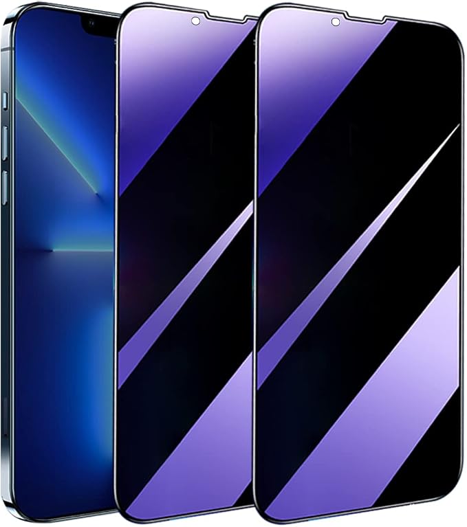 2 Pack Compatible with iPhone 12 Pro Max Privacy Screen Protector Anti-Spy Anti-Blue Light Eye Protection Tempered Glass Film Scratch Resistant Full Coverage Case Friendly