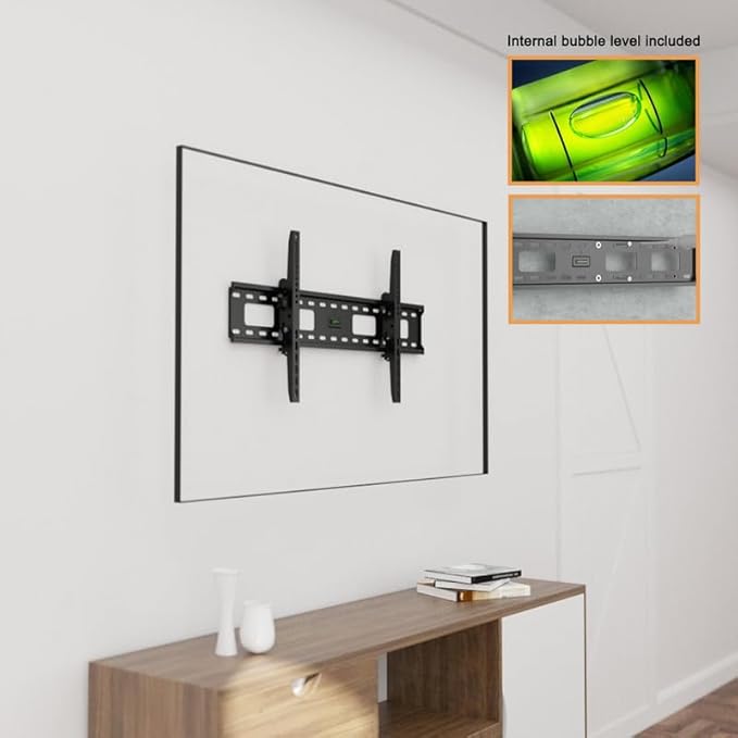 Ultra Slim Tilt TV Wall Mount Bracket for Samsung Q60D (Q64D, Q65D, Q67D) QN55Q60D 55 Inch TV - Low Profile 1.7" from Wall, 12° Tilt Angle, Industrial Grade, Easy Install