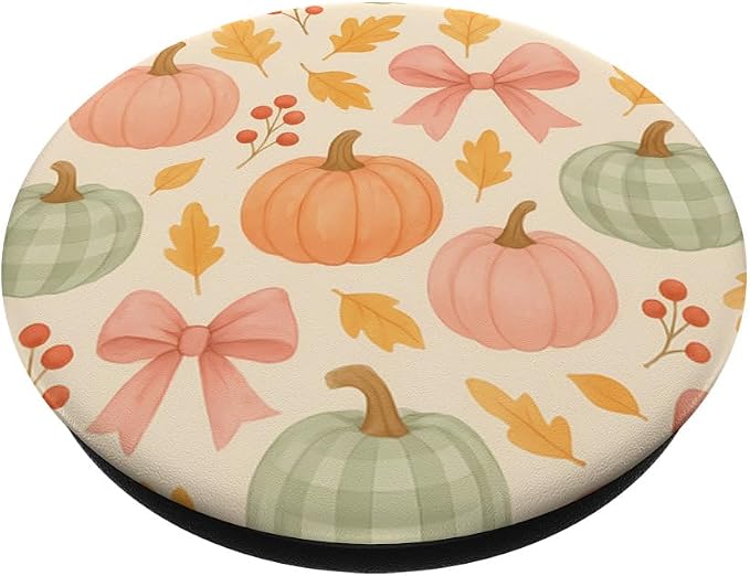 Autumn Flower Fall Pumpkin Bow Girl Women Fall Themed PopSockets Adhesive PopGrip