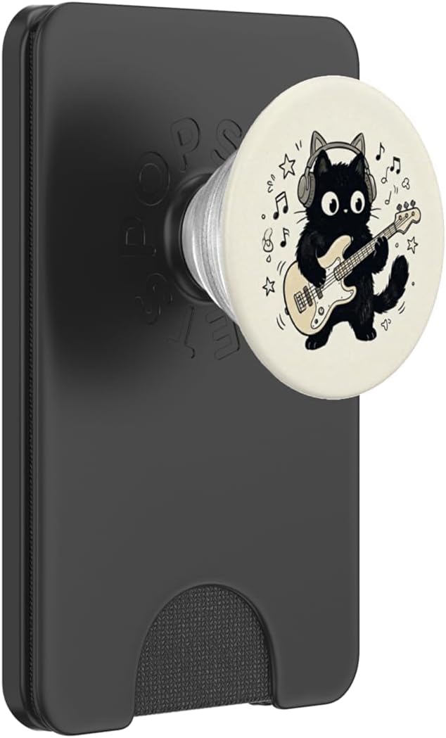 Black Cat Guitar Music Book Lover Bookish Librarian Reading PopSockets PopWallet for MagSafe
