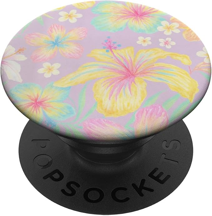 Pastel Hibiscus Floral Pattern PopSockets PopGrip for MagSafe